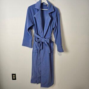 L.L. Bean Women's Size XS Petite Winter Fleece Robe Wrap-Front Blue Belted